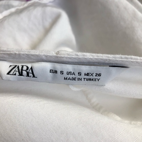 Zara White Linen Blend Tie Wrap Blouse Sz S - Picture 7 of 8